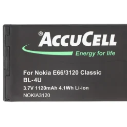 AccuCell Akku passend für Nokia 3120 classic BL-4U, Nokia E66