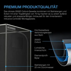 AC Infinity Growbox Komplettset 200W LED Vollspektrum, 60 x 120 x 180 cm Schwarz