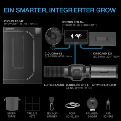 AC Infinity Growbox Komplettset 200W LED Vollspektrum, 60 x 120 x 180 cm Schwarz