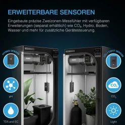 AC Infinity Growbox Komplettset 200W LED Vollspektrum, 60 x 120 x 180 cm Schwarz