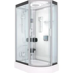 AcquaVapore D60-70T0R Komplettdusche mit Schiebetür 80 x 120 cm Weiß Sicherheitsglas