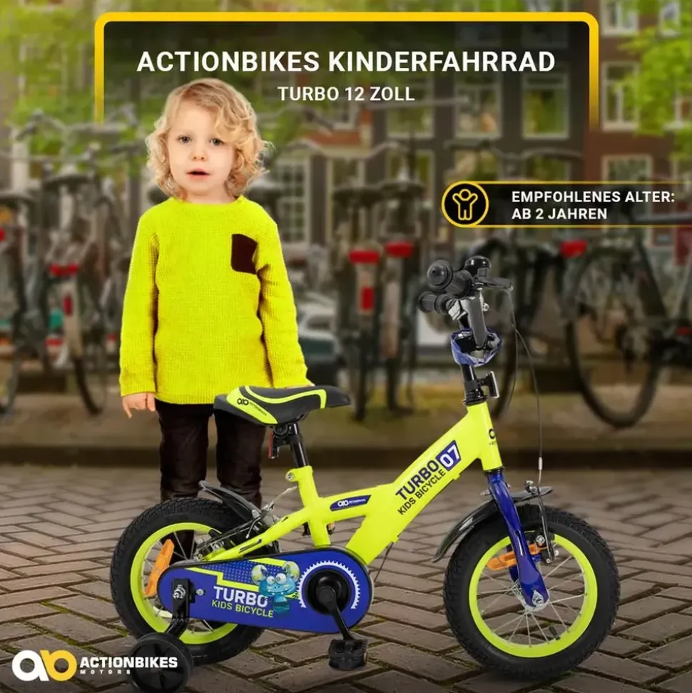 ACTIONBIKES MOTORS Turbo 12 Zoll RH 30 cm gelb/blau