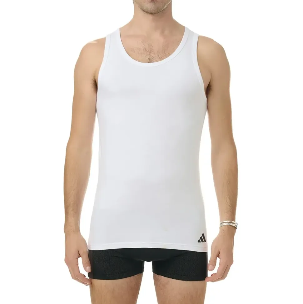 adidas Herren Unterhemden, 2er Pack - Tank Top Active Flex Cotton ärmellos, einfarbig,