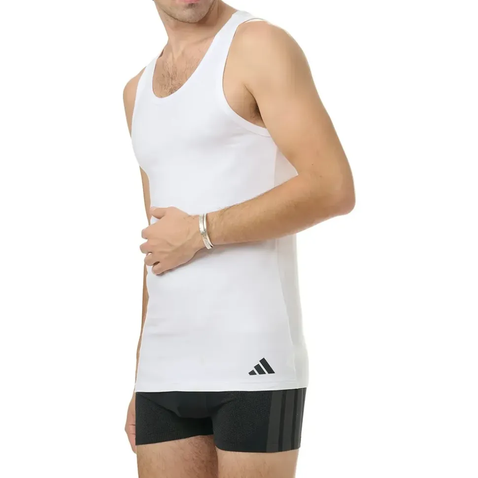 adidas Herren Unterhemden, 2er Pack - Tank Top Active Flex Cotton ärmellos, einfarbig,