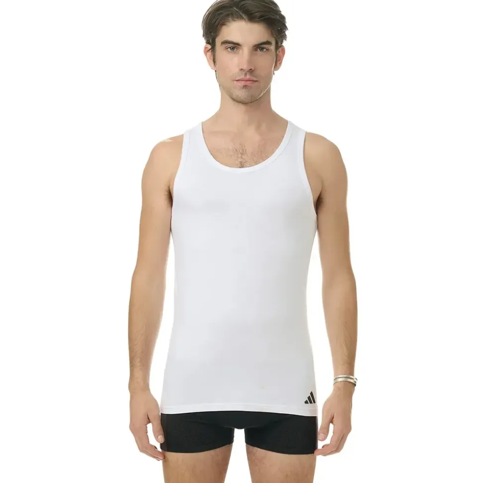 adidas Herren Unterhemden, 2er Pack - Tank Top Active Flex Cotton ärmellos, einfarbig,