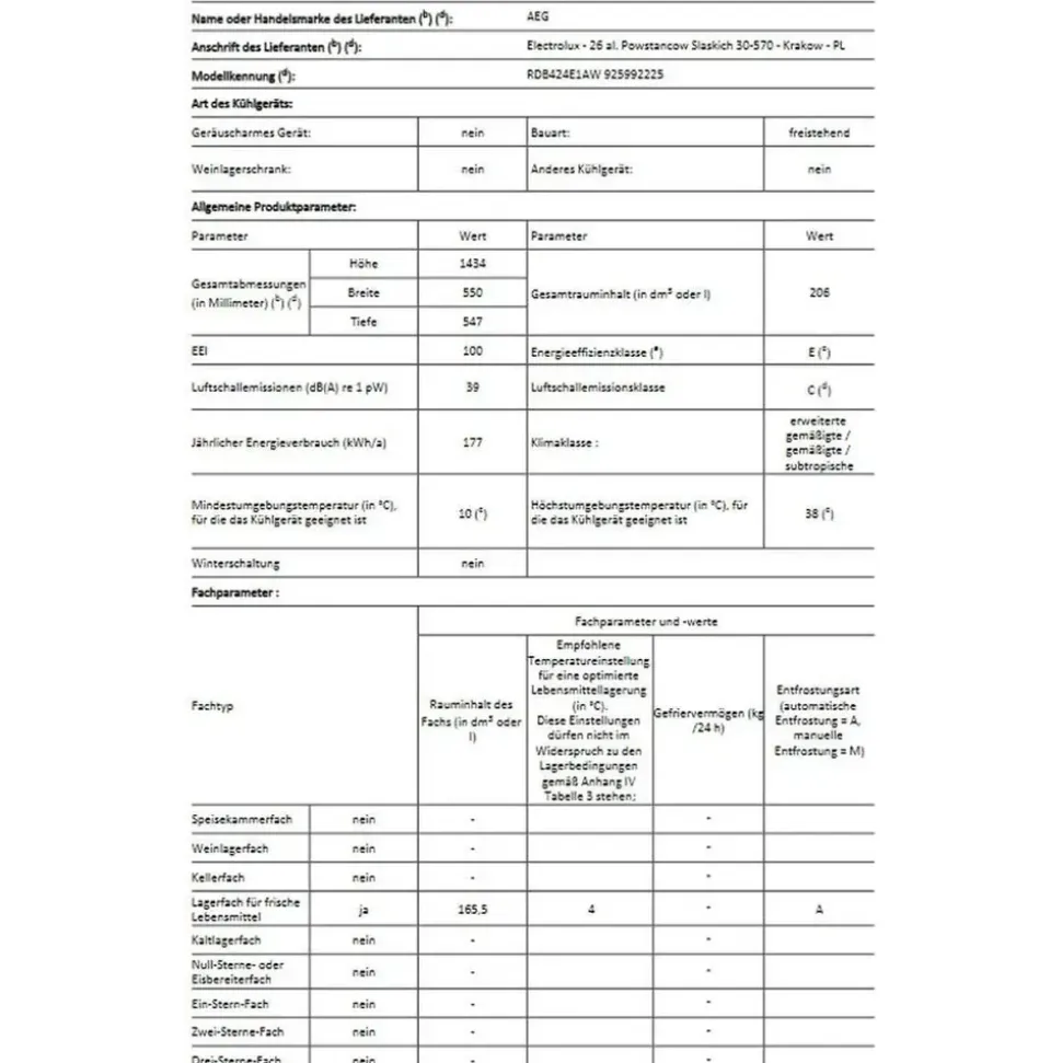 AEG RDB424E1A Kühl-Gefrierkombination