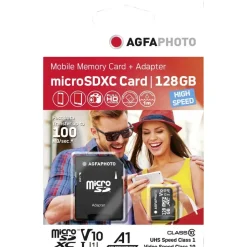 AgfaPhoto microSDXC 128 GB Class 10 UHS-I V30 + SD-Adapter