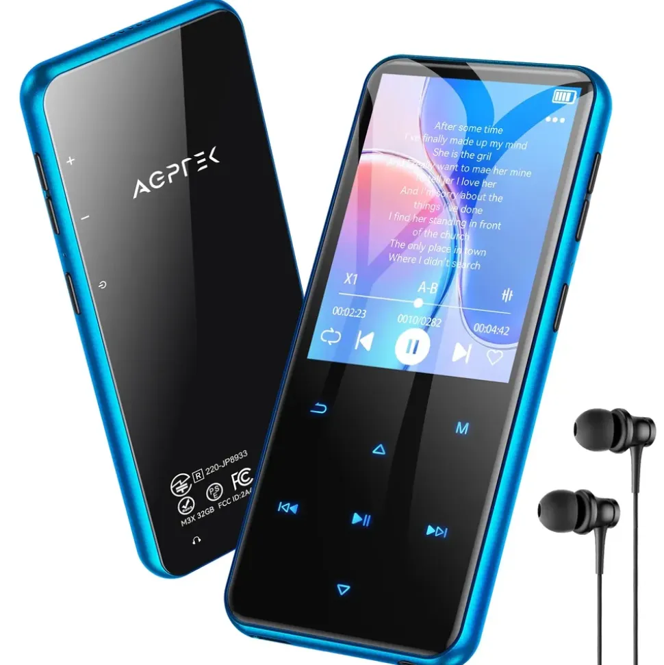 agptek MP3 Player Bluetooth 5.3 mit 2,4" TFT Farbbildschirm HiFi Musik