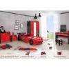 Aileenstore Kinderzimmer komplett Set Autobett Rio 5 teilig Rot