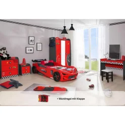 Aileenstore Kinderzimmer komplett Set Autobett Rio 5 teilig Rot