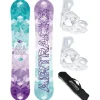 Airtracks Damen Snowboard-Set Akasha Lady Snowboard Freestyle Freeride 147 - Softbindung Master FASTEC W M - SB Bag