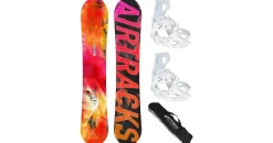 Airtracks Damen Snowboard Set Morioirs Lady Flat Rocker 144 - Snowboard Bindung Master W M - SB Bag