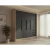 A&J MöbelLand Drehtürenschrank KLARI 200 x 215 x 59,5 cm Silberfarben