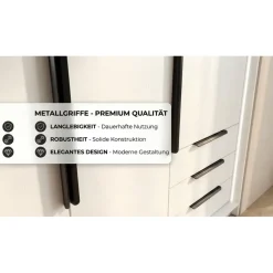 A&J MöbelLand Drehtürenschrank KLARI 200 x 215 x 59,5 cm Silberfarben