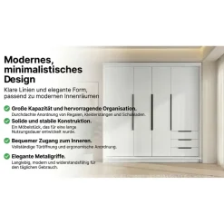 A&J MöbelLand Drehtürenschrank KLARI 200 x 215 x 59,5 cm Silberfarben