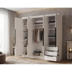 A&J MöbelLand Drehtürenschrank KLARI 200 x 215 x 59,5 cm Silberfarben