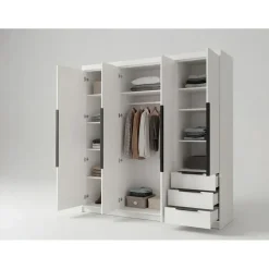 A&J MöbelLand Drehtürenschrank KLARI 200 x 215 x 59,5 cm Silberfarben