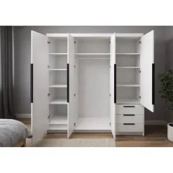 A&J MöbelLand Drehtürenschrank KLARI 200 x 215 x 59,5 cm Silberfarben