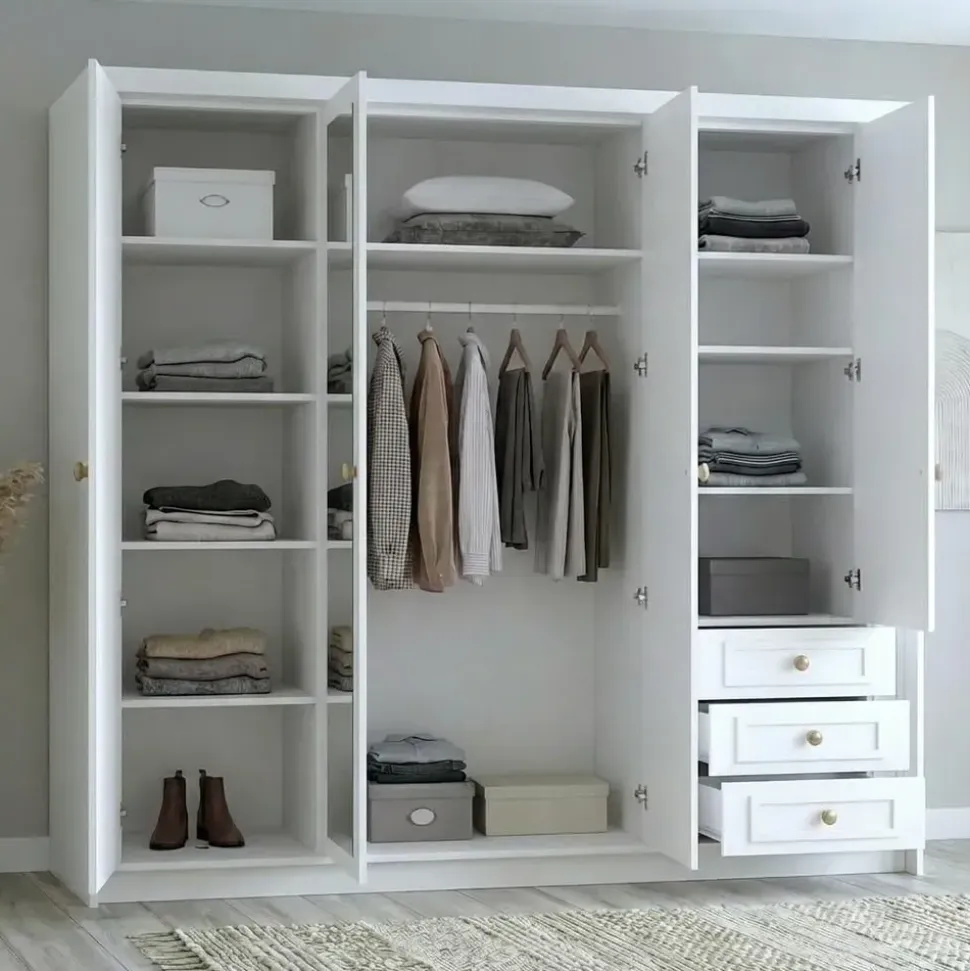 A&J MöbelLand Drehtürenschrank OSLO 200 x 215 x 59,5 cm Weiß