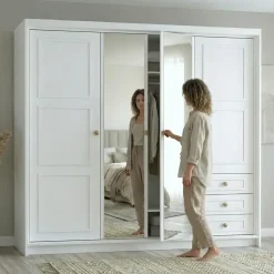 A&J MöbelLand Drehtürenschrank OSLO 200 x 215 x 59,5 cm Weiß