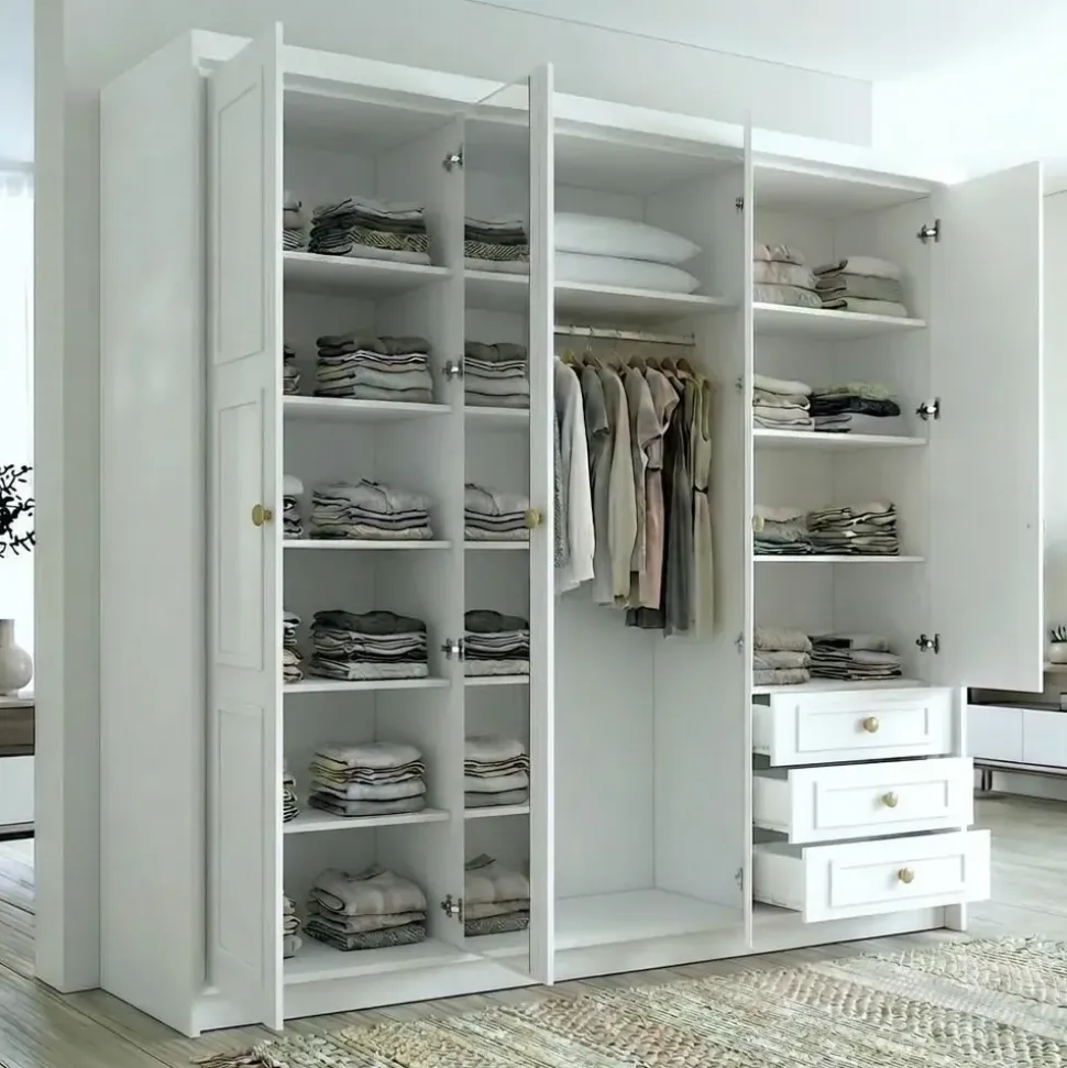A&J MöbelLand Drehtürenschrank OSLO 200 x 215 x 59,5 cm Weiß