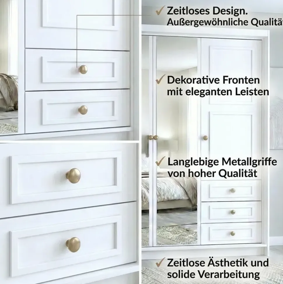 A&J MöbelLand Drehtürenschrank OSLO 200 x 215 x 59,5 cm Weiß