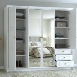 A&J MöbelLand Drehtürenschrank OSLO 200 x 215 x 59,5 cm Weiß