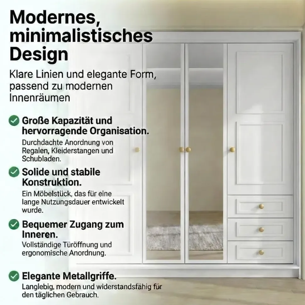 A&J MöbelLand Drehtürenschrank OSLO 200 x 215 x 59,5 cm Weiß