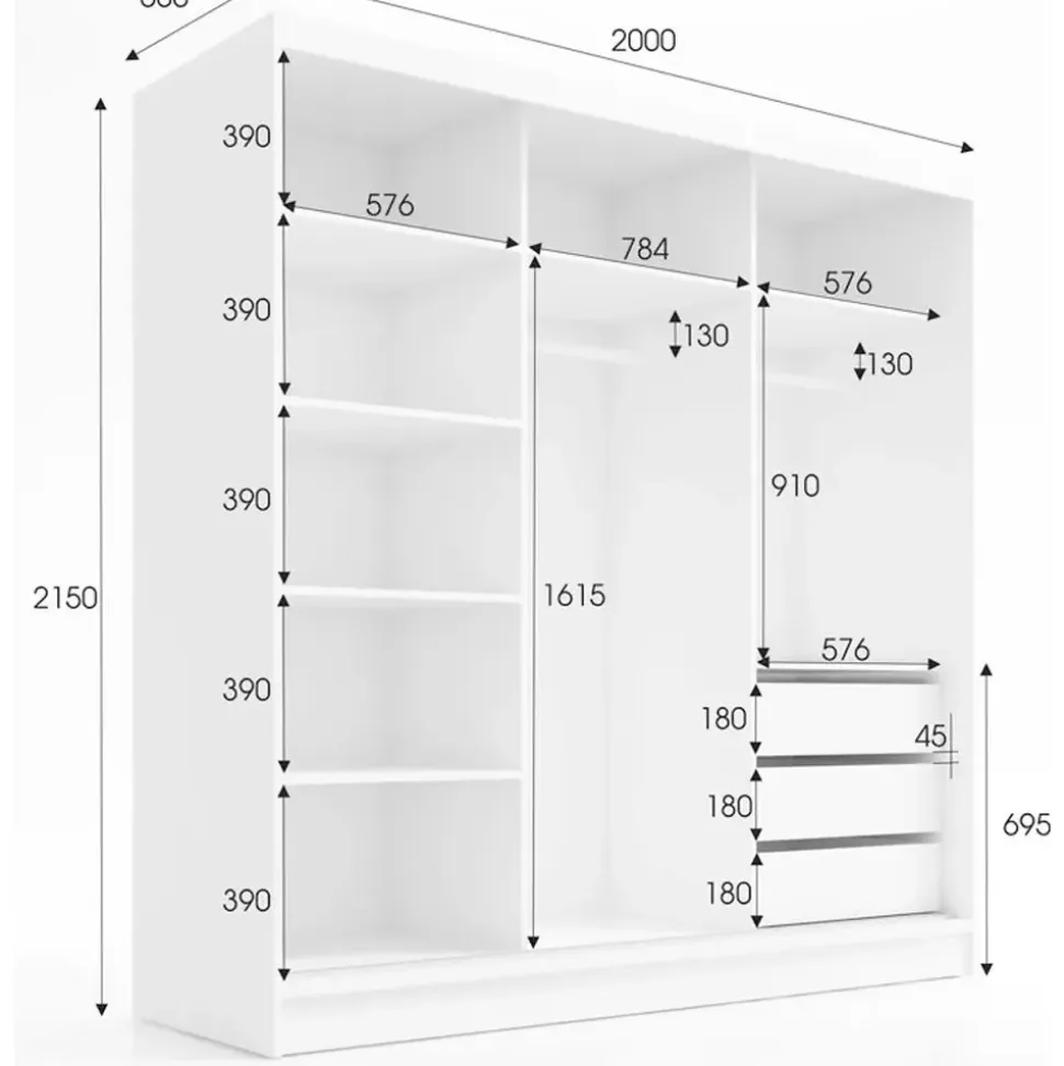 A&J MöbelLand Schwebetürenschrank LINA