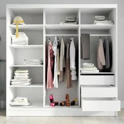 A&J MöbelLand Schwebetürenschrank LINA 2-türig Schrank 200 cm mit Spiegel Grau