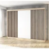 A&J MöbelLand Schwebetürenschrank IOSA 200 x 215 x 59,5 cm Weiß/Schwarz
