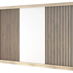 A&J MöbelLand Schwebetürenschrank IOSA 200 x 215 x 59,5 cm Weiß/Schwarz