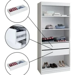 A&J MöbelLand Schwebetürenschrank IOSA 200 x 215 x 59,5 cm Weiß/Schwarz