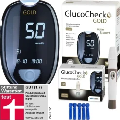 aktivmed Blutzuckermessgerät GlucoCheck GOLD Set mmol/L mit 60 Teststreifen