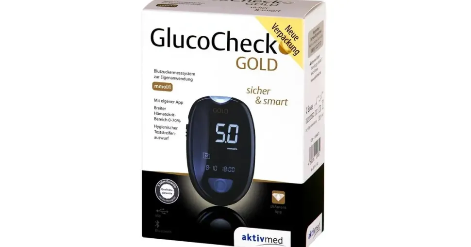 aktivmed GlucoCheck GOLD Blutzuckermessgerät Set mmol/l 1 st