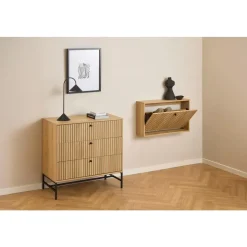 alasans Schuhschrank OLIVIA Eiche Braun 71 x 14 x 43 cm