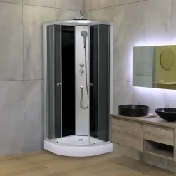 Aloni Eckdusche mit Schiebetür rechts 80 x 205 cm silber Sicherheitsglas SK2479