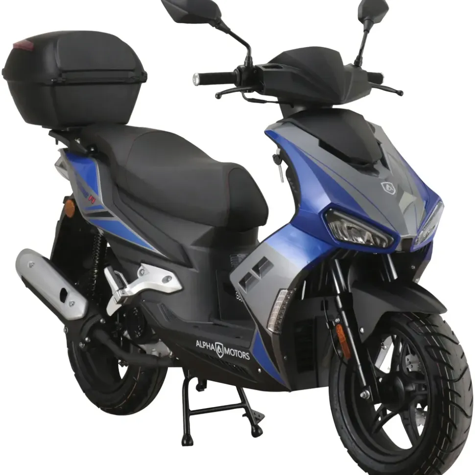 Alpha Motors Mustang FI 50 ccm 3,0 PS 25 km/h Blau-Grau inkl. Topcase