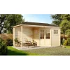 Alpholz 5-Eck Gartenhaus mit Anbau Modell Franz-28 5,25 x 2,75 x 2,57 cm natur