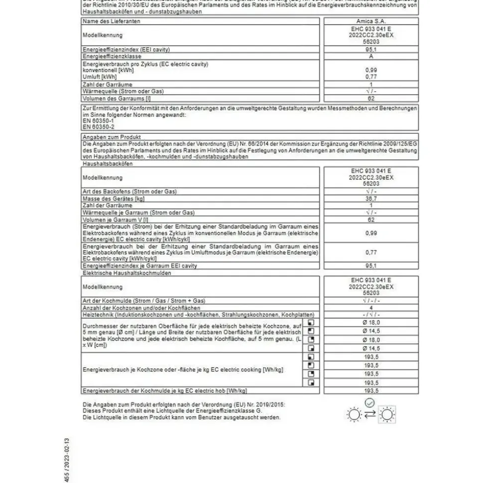 Amica EHC 933041 E