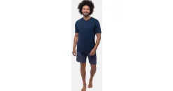 Ammann Pyjama Night & Home Baumwolle Blau XL