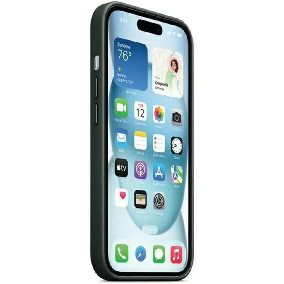 Apple iPhone 15 Plus Feingewebe Case mit MagSafe immergrün