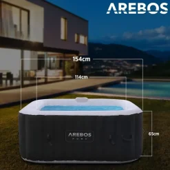 Arebos Whirlpool 154 x 154 x 65 cm Schwarz