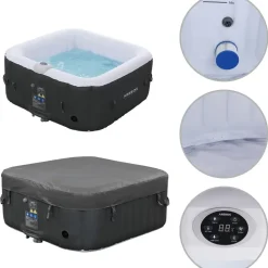 Arebos Whirlpool 154 x 154 x 65 cm Schwarz