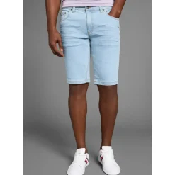 Arizona Jeansshorts ARIZONA, Herren, Gr. 34, blau (bleached), Denim/Jeans, Obermaterial: 98% Baumwolle, 2% Elasthan, kontrastfarbene Details, Basic, normal knieumspielend, Jeans, gerader Schnitt, niedrige Leibhöhe