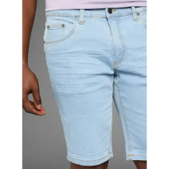 Arizona Jeansshorts ARIZONA, Herren, Gr. 34, blau (bleached), Denim/Jeans, Obermaterial: 98% Baumwolle, 2% Elasthan, kontrastfarbene Details, Basic, normal knieumspielend, Jeans, gerader Schnitt, niedrige Leibhöhe