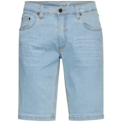 Arizona Jeansshorts ARIZONA, Herren, Gr. 34, blau (bleached), Denim/Jeans, Obermaterial: 98% Baumwolle, 2% Elasthan, kontrastfarbene Details, Basic, normal knieumspielend, Jeans, gerader Schnitt, niedrige Leibhöhe