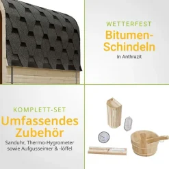 Artsauna Fasssauna Fjora 9 kW Ofen Glasfront