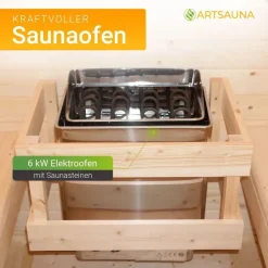 Artsauna Fasssauna Nolvik L inkl. 6 kW Ofen + Zubehör