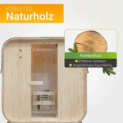 Artsauna Fasssauna Nolvik M inkl. 3,6 kW Ofen + Zubehör
